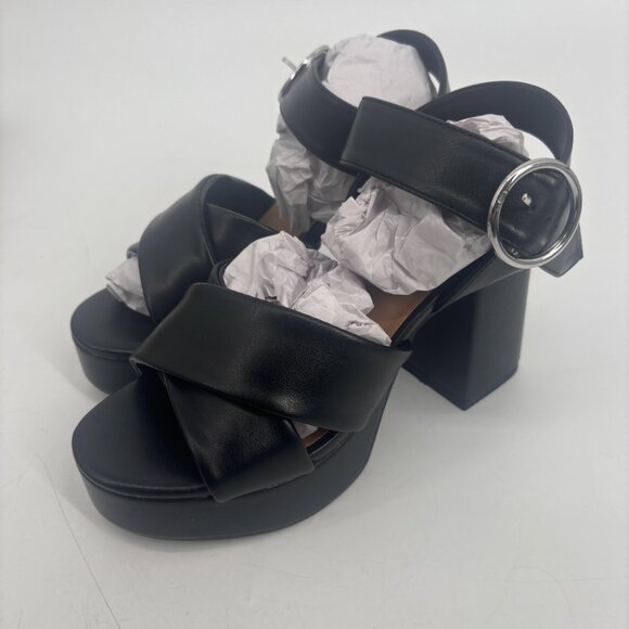 Journee Collection Women's Faux Leather Akeely Strappy Heels Black Size 6 NWB - Picture 4 of 8